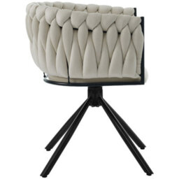 Btm Set Of 6 Velvet Dining Chairs, Swivel Armchair, Metal Legs, Light Luxury Living Room/bedroom, Beige - thumbnail 8