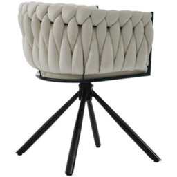 Btm Set Of 6 Velvet Dining Chairs, Swivel Armchair, Metal Legs, Light Luxury Living Room/bedroom, Beige - thumbnail 9