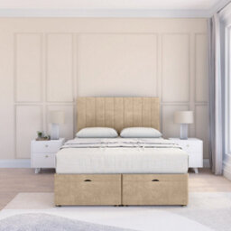 "Sloomy Kansas Almond Coniston 3Ft Ottoman Bed End Opening With Sprung Memory Mattress & 26"" Headboard-Single" - thumbnail 2