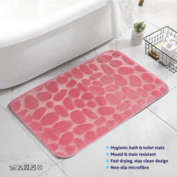 Mantraraj Memory Foam Soft Bath Mat Set 2 Piece Bathroom Contour Rug Non Slip Washable Bath Shower Mat (Pink) - thumbnail 5
