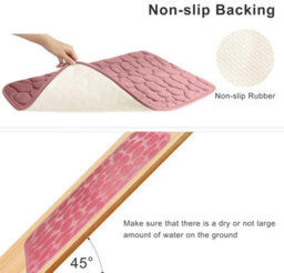 Mantraraj Memory Foam Soft Bath Mat Set 2 Piece Bathroom Contour Rug Non Slip Washable Bath Shower Mat (Pink) - thumbnail 4