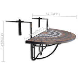 Walplus Hanging Balcony Table Terracotta And White Mosaic - thumbnail 6