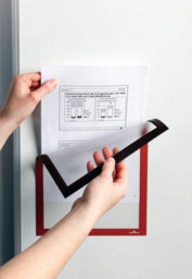Durable Duraframe Magnetic Document Signage Frame For Metal - 5 Pack - A4 Red - thumbnail 3