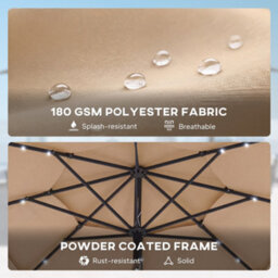 Outsunny 2.8 M Garden Parasol Umbrella With Light, Patio Umbrella, Khaki - thumbnail 8