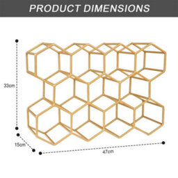 Gold Metal Wine Rack 11 Bottle Holder Black Countertop Tabletop Storage Stand - thumbnail 5