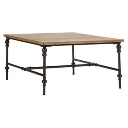 Orsina Wood Top Coffee Table, Industrial Style Coffee Table, Square Coffee Table, Wood Top Metal Coffee Table - thumbnail 2