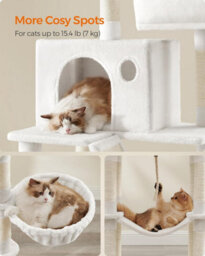 Songmics Extra Large Cat Tower, Cat Activities Center With Scratching Posts And Ramp, Multi-Level Plush Cat Condo, Cream White - thumbnail 4