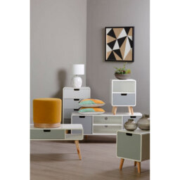 Orsina Contemporary 4 Drawer Cabinet, Ample Storage Space Bedside Cabinet, Renewable Pine Wood Legs Storage Cabinet - thumbnail 8