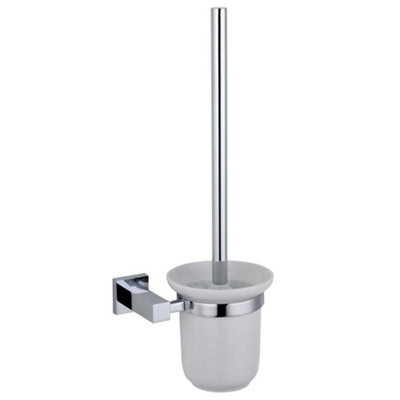 Arley Salm Bathroom Modern Round Wall Mounted Toilet Brush And Holder 356X147mm Chrome Finish Durable Brass - image 1