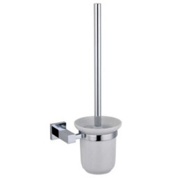 Arley Salm Bathroom Modern Round Wall Mounted Toilet Brush And Holder 356X147mm Chrome Finish Durable Brass - thumbnail 1