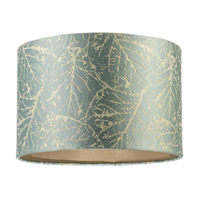 Happy Homewares Abstract Botanical Motif Jacquard Fabric Lamp Shade In Silver Duck Egg - image 1
