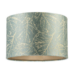 Happy Homewares Abstract Botanical Motif Jacquard Fabric Lamp Shade In Silver Duck Egg