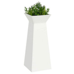 Berkfield Garden Pillar Planter With Bowl White 40X40X100 Cm Steel - thumbnail 3