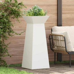 Berkfield Garden Pillar Planter With Bowl White 40X40X100 Cm Steel