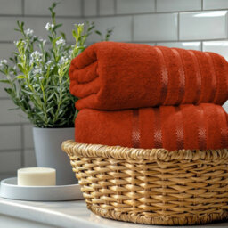 Casabella Bath Sheets 2 Pack Jumbo Bathsheet 90X180 Cm 100% Cotton Towels Quick Dry Super Soft Highly Absorbent Orange - thumbnail 4