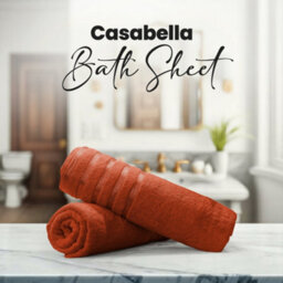 Casabella Bath Sheets 2 Pack Jumbo Bathsheet 90X180 Cm 100% Cotton Towels Quick Dry Super Soft Highly Absorbent Orange - thumbnail 6
