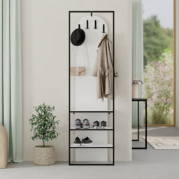 Decortie Modern Archy Hall Stand Coat Rack Hall Tree Stand With Shoe Rack For Hallway, Entrance Hall 180(H)Cm White - thumbnail 4