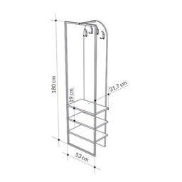 Decortie Modern Archy Hall Stand Coat Rack Hall Tree Stand With Shoe Rack For Hallway, Entrance Hall 180(H)Cm White - thumbnail 3