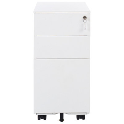 Wyld And Coco Ironvault White Metal Storage Cabinet 3-Drawer With Key Lock And Castors - 300 X 450 X 600 mm - image 1