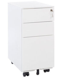 Wyld And Coco Ironvault White Metal Storage Cabinet 3-Drawer With Key Lock And Castors - 300 X 450 X 600 mm - thumbnail 3