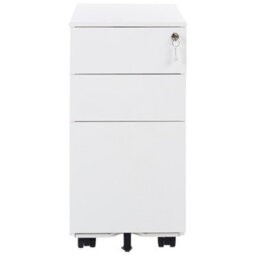Wyld And Coco Ironvault White Metal Storage Cabinet 3-Drawer With Key Lock And Castors - 300 X 450 X 600 mm - thumbnail 1