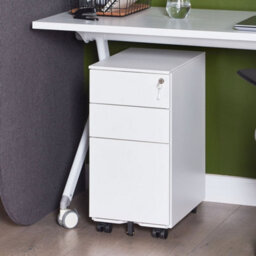Wyld And Coco Ironvault White Metal Storage Cabinet 3-Drawer With Key Lock And Castors - 300 X 450 X 600 mm - thumbnail 2