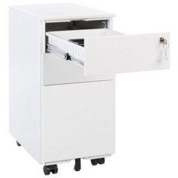 Wyld And Coco Ironvault White Metal Storage Cabinet 3-Drawer With Key Lock And Castors - 300 X 450 X 600 mm - thumbnail 5