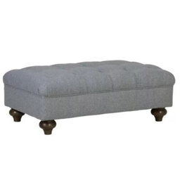Xample Bordeaux Grey Fabric Footstool Durable Foam Cushion, Solid Wood Legs, White Glove Delivery - thumbnail 4