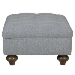 Xample Bordeaux Grey Fabric Footstool Durable Foam Cushion, Solid Wood Legs, White Glove Delivery - thumbnail 5