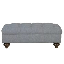 Xample Bordeaux Grey Fabric Footstool Durable Foam Cushion, Solid Wood Legs, White Glove Delivery - thumbnail 3
