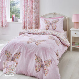 Catherine Lansfield Bedding Enchanted Butterfly Reversible Duvet Cover Set With Pillowcases Pink - thumbnail 1