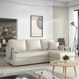 Megan Living Room Corner Sofa Bed With Storage Polyurethane Foam Wave Spring Wooden Frame 220X90X160Cm Light Beige - thumbnail 3