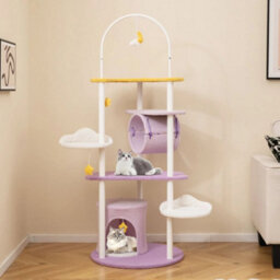 Cat Activity Center Play House Large Cat Tower W/tunnel & Hanging Toys - thumbnail 3