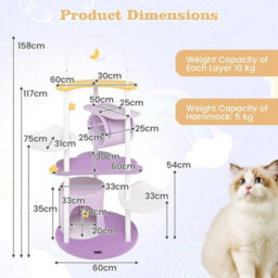 Cat Activity Center Play House Large Cat Tower W/tunnel & Hanging Toys - thumbnail 2