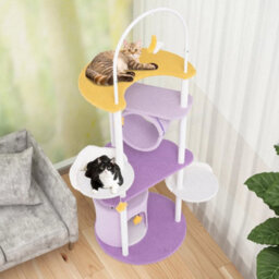 Cat Activity Center Play House Large Cat Tower W/tunnel & Hanging Toys - thumbnail 4
