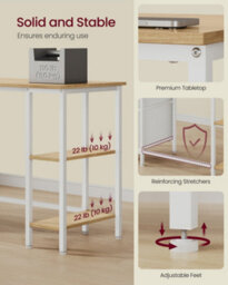 Vasagle Home Office Work Desk, Computer Desk With 3 Shelves, 2 Drawers, 127 X 50 X 76 Cm, For Bedroom, Yellow And White - thumbnail 6