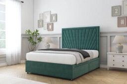 "Sloomy Somerset Emerald Plush Divan Bed Base 2 Drawers Same Side With 54"" Floor Standing Headboard 5' King" - thumbnail 3