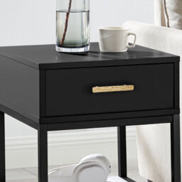 Melody Maison Pair Of One Drawer Bedside Tables - Luna Black Range - thumbnail 3