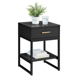 Melody Maison Pair Of One Drawer Bedside Tables - Luna Black Range - thumbnail 4