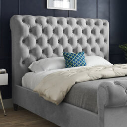 Sienna Sleigh Upholstered Soft Velvet Bed Frame - Grey - thumbnail 2