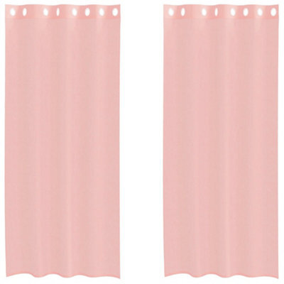 Berkfield Durable Voile Curtains With Grommets 2 Pcs Pink 140X225 Cm - image 1