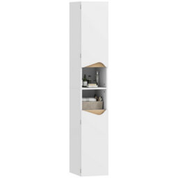 Homcom Slim Bathroom Storage Cabinet, Tall Bathroom Cabinet With 2 Doors - thumbnail 2