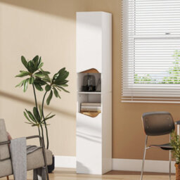 Homcom Slim Bathroom Storage Cabinet, Tall Bathroom Cabinet With 2 Doors - thumbnail 9