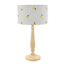 Valuelights Victoria Light Wood Candlestick Table Lamp With Lemon Embroidered Lamp Shade And Led Bulb - thumbnail 2