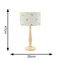 Valuelights Victoria Light Wood Candlestick Table Lamp With Lemon Embroidered Lamp Shade And Led Bulb - thumbnail 4