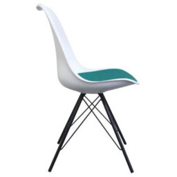 Fusion Living Soho White And Teal Plastic Dining Chair With Black Metal Legs - thumbnail 5