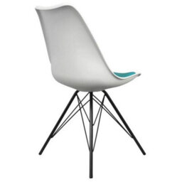 Fusion Living Soho White And Teal Plastic Dining Chair With Black Metal Legs - thumbnail 4