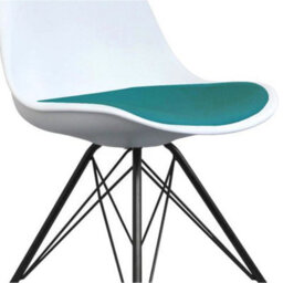 Fusion Living Soho White And Teal Plastic Dining Chair With Black Metal Legs - thumbnail 3