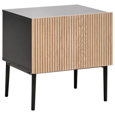Beliani Bedside Table Blythe Natural Ash Wood Black - image 1