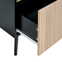 Beliani Bedside Table Blythe Natural Ash Wood Black - thumbnail 8